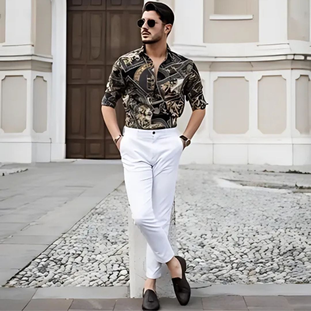 -Black-Shirt-with-White-Linen-Pants