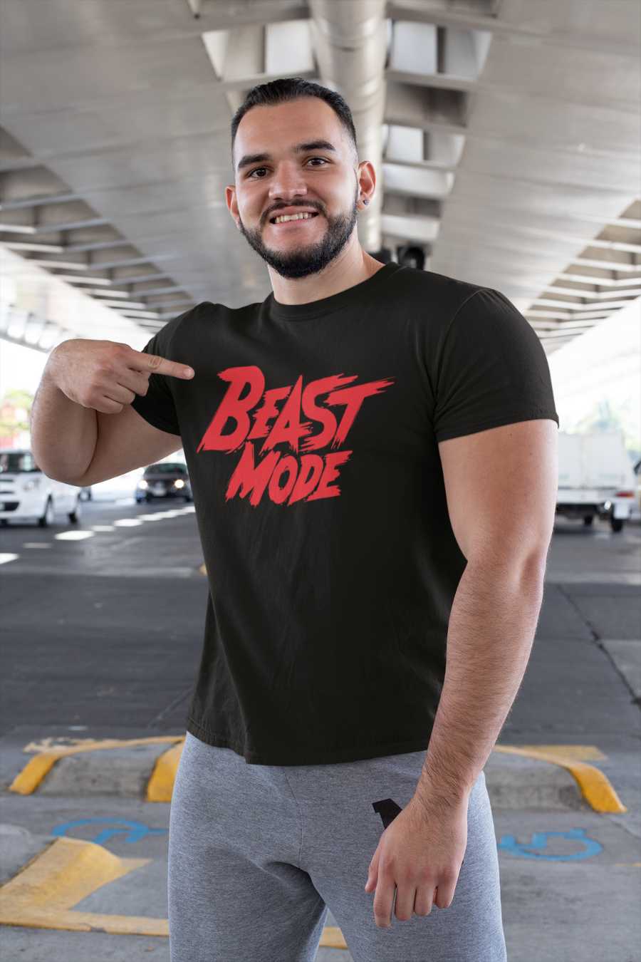Beast Inside Printed Oversized Black Gym Tshirt