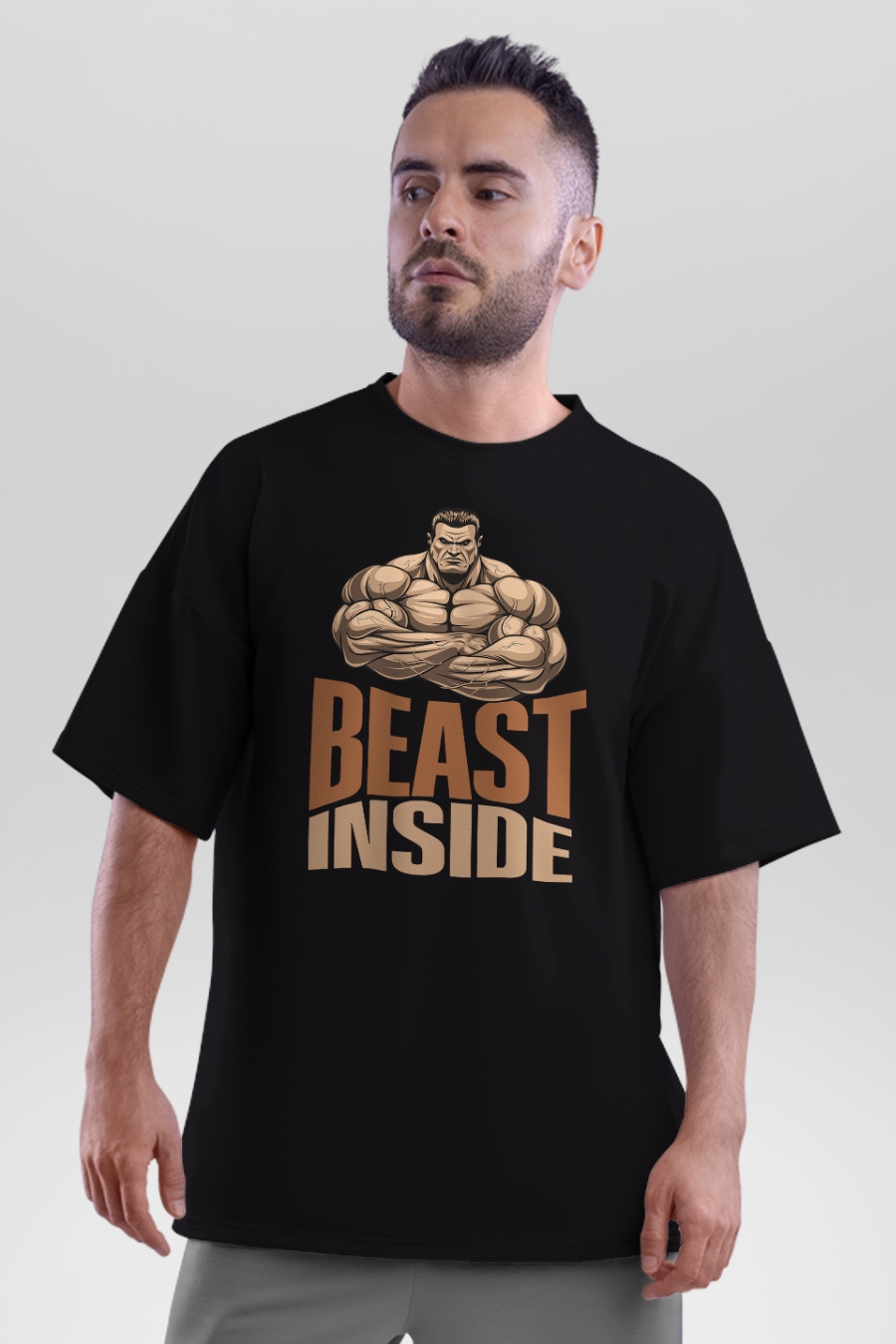 inspiral carpets Tシャツ THE BEAST INSIDE L Beast Inside Printed Oversized Black Gym Tshirt
